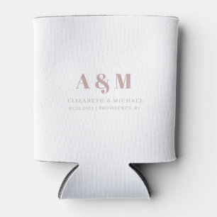 Custom Dusty Rose Text White Wedding Can Cooler