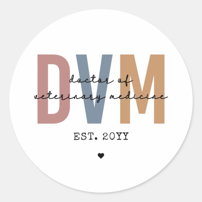 Custom DVM Doctor of Veterinary Medicine Classic Round Sticker (Front)