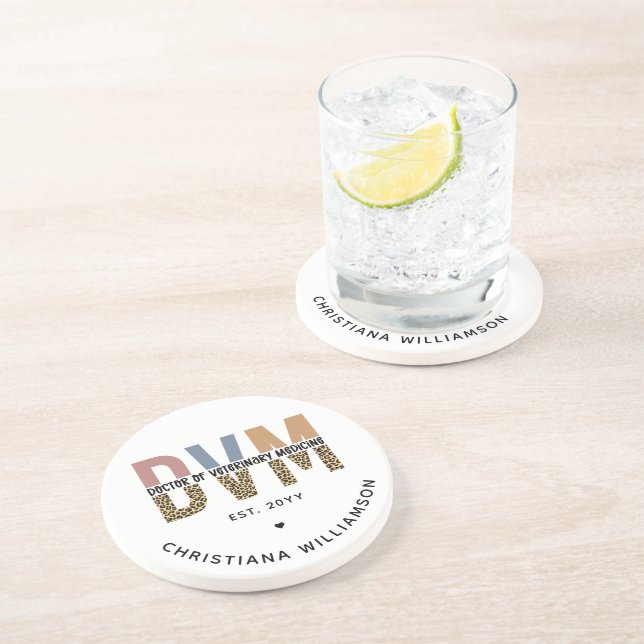 Custom DVM Doctor of Veterinary Medicine Gifts Coaster (Side)