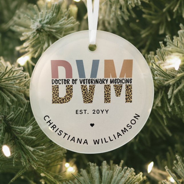 Custom DVM Doctor of Veterinary Medicine Gifts Glass Ornament (Insitu)