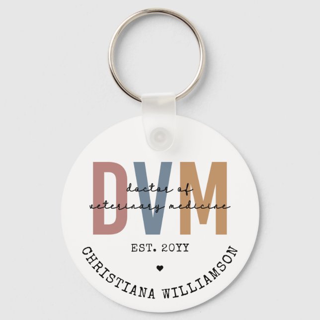 Custom DVM Doctor of Veterinary Medicine Gifts Keychain (Front)