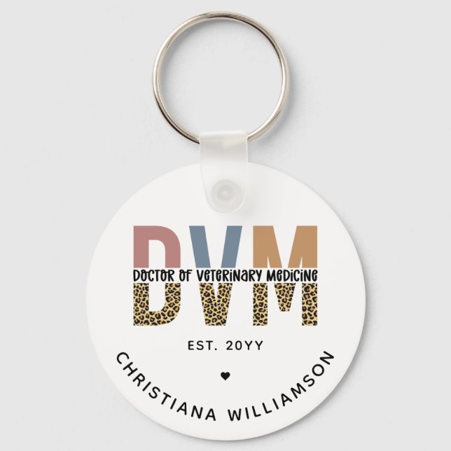 Custom DVM Doctor of Veterinary Medicine Gifts Keychain (Front)