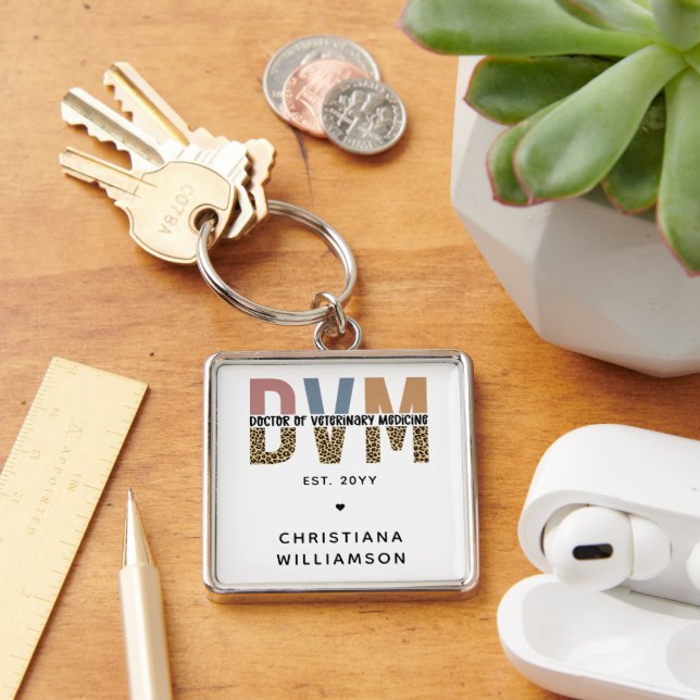 Custom DVM Doctor of Veterinary Medicine Gifts Keychain (Desk)
