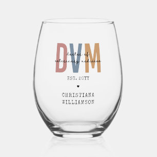 Custom DVM Doctor of Veterinary Medicine Gifts  Stemless Wine Glass