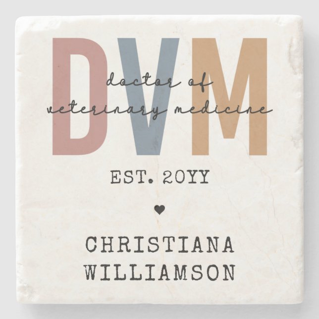Custom DVM Doctor of Veterinary Medicine Gifts Stone Coaster (Front)