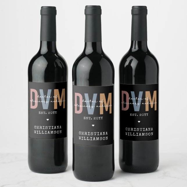 Custom DVM Doctor of Veterinary Medicine Gifts  Wine Label (Bottles)