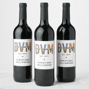Custom DVM Doctor of Veterinary Medicine Gifts Wine Label