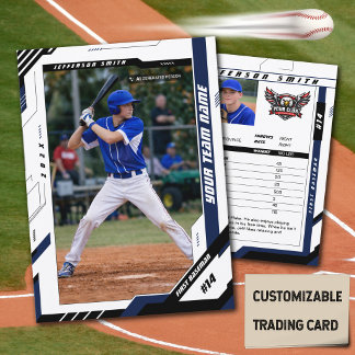 Custom Dynamic Blue Baseball Player Trading Card
