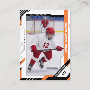 Custom Dynamic Orange Ice Hockey Player Card