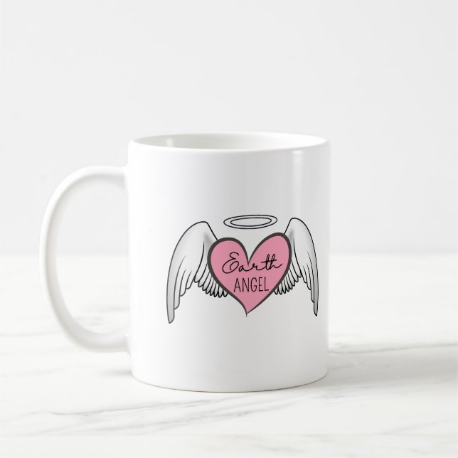 Custom Earth Angel Mug – Heart, Wings & Halo (Left)