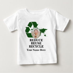 Custom earth day photo reduce reuse recycle planet baby T-Shirt