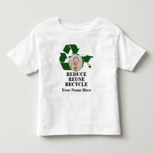 Custom earth day photo reduce reuse recycle planet toddler t-shirt