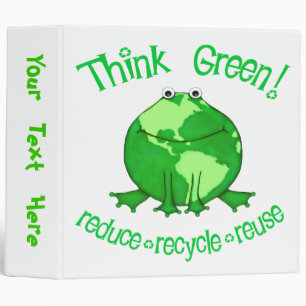 Custom Earth Day / Think Green Earth Frog Binder