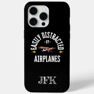 Custom, Easily Distracted By Airplanes,Pilot,funny iPhone 15 Pro Max Case
