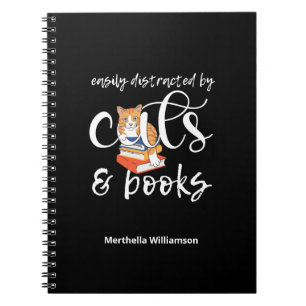 Custom EASILY DISTRACTED BY CATS AND BOOKS