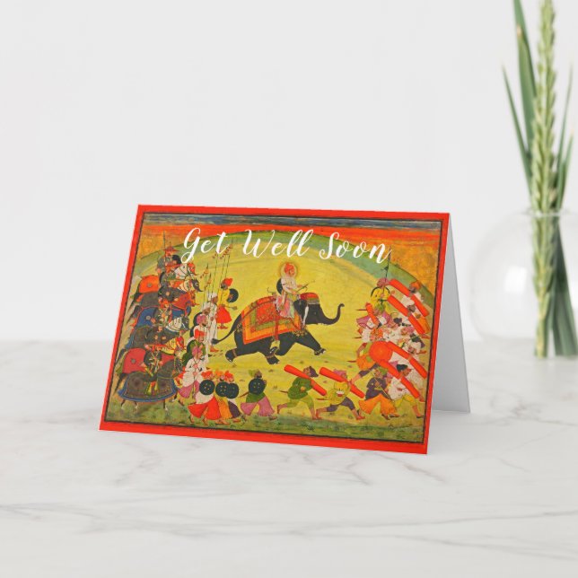 Custom East India Rajasthan Prince Riding Elephant Card (Front)