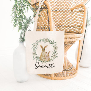 Custom Easter Bunny Egg Hunt Happy Easter Tote Bag