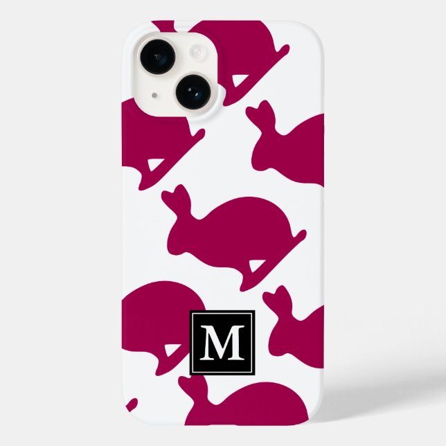 Custom Easter Bunny Rabbit Silhouette Monogram iPC Case-Mate iPhone Case (Back)