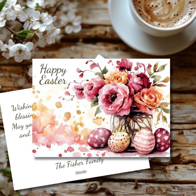 Custom Easter Card with Easter Eggs and Flowers (Creator Uploaded)