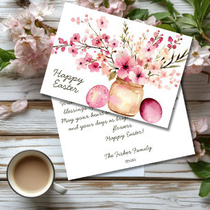 Custom Easter Card with Easter Eggs and Flowers