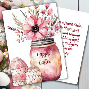 Custom Easter Card with Easter Eggs and Flowers