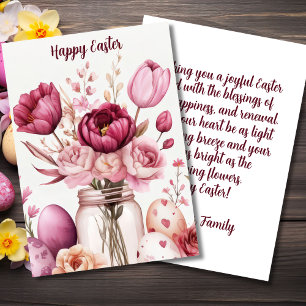 Custom Easter Card with Easter Eggs and Flowers