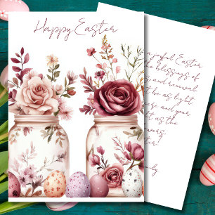 Custom Easter Card with Easter Eggs and Flowers