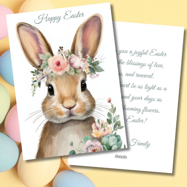 Custom Easter Card with Flowers and Easter Bunny (Creator Uploaded)
