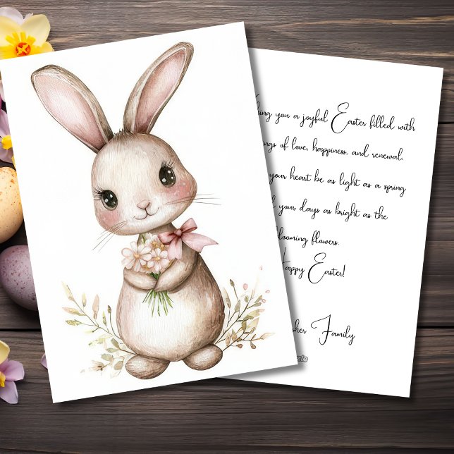 Custom Easter Card with Flowers and Easter Bunny (Creator Uploaded)