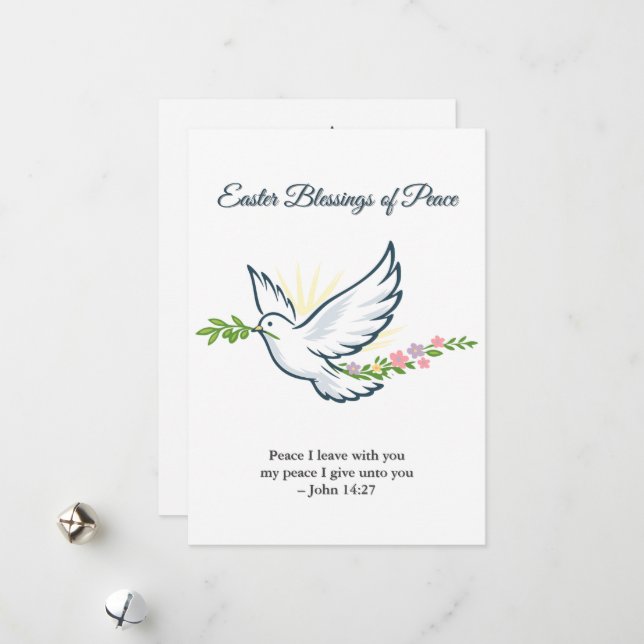 Custom Easter Dove Greeting Card with Olive Branch (Front/Back In Situ)
