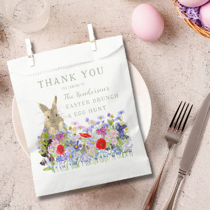Custom Easter Egg Hunt Bunny Floral Thank You Favour Bag