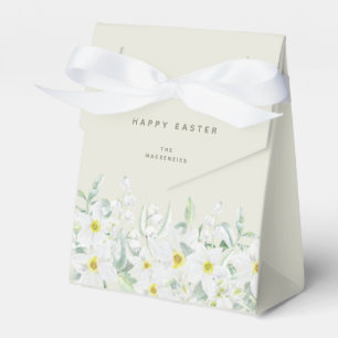 Custom Easter Message White Floral Border Favor Box