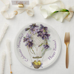 Custom Easter Paper Plates   Cute Lilies Balloon