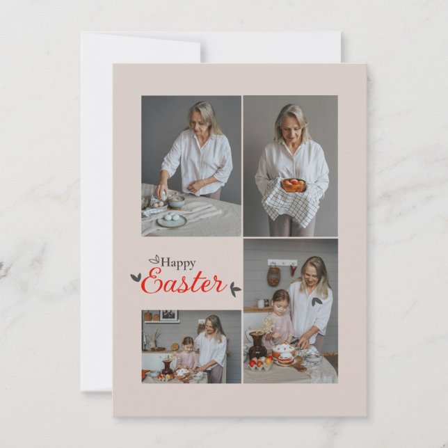 Custom Easter Photo Collage Flat Holiday Card (Front)
