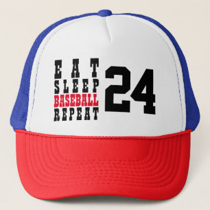 CUSTOM EAT SLEEP BASEBALL REPEAT TRUCKER HAT