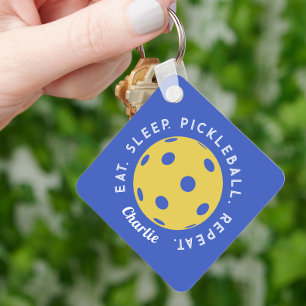 Custom Eat Sleep Repeat Pickleball Keychain