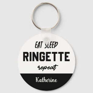 Custom Eat Sleep Ringette Repeat Ringette Player Keychain