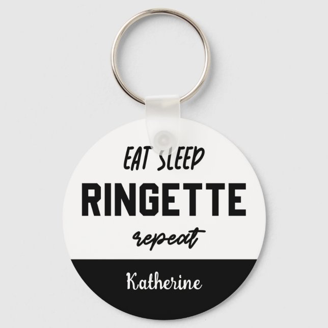 Custom Eat Sleep Ringette Repeat Ringette Player Keychain (Front)