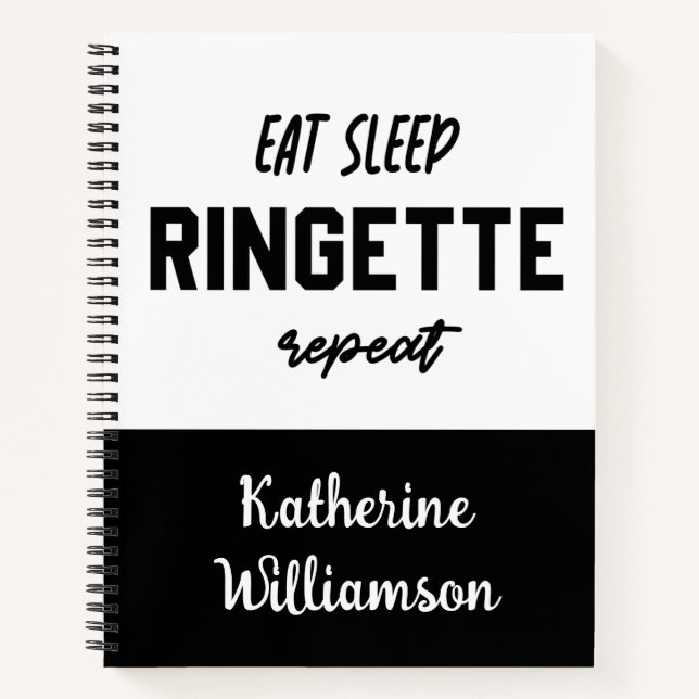Custom Eat Sleep Ringette Repeat Ringette Player Notebook (Front)