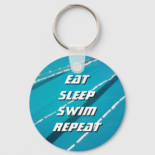 Custom eat sleep swim repeat swimming keychain