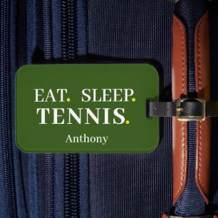 Custom Eat Sleep Tennis Green Luggage Tag