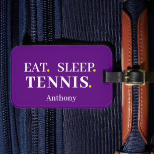 Custom Eat Sleep Tennis Purple Luggage Tag