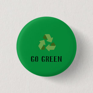 custom Eco-friendly go green logo  1 Inch Round Button
