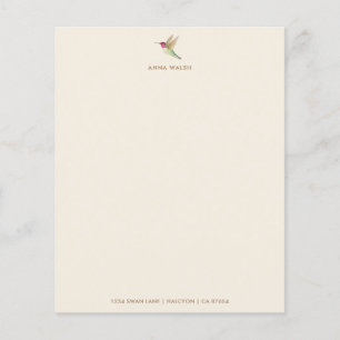Custom Ecru Hummingbird Stationery Paper