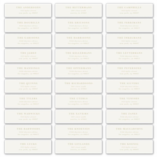 Custom Editable Individual Wedding Guest Address (Front)