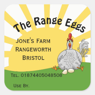 Custom Egg Box Label – Sunset Chicken Design