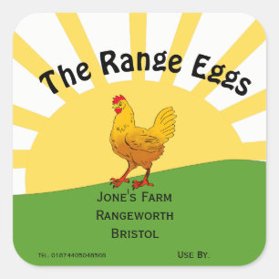 Custom Egg Box Label – Sunset Chicken Design