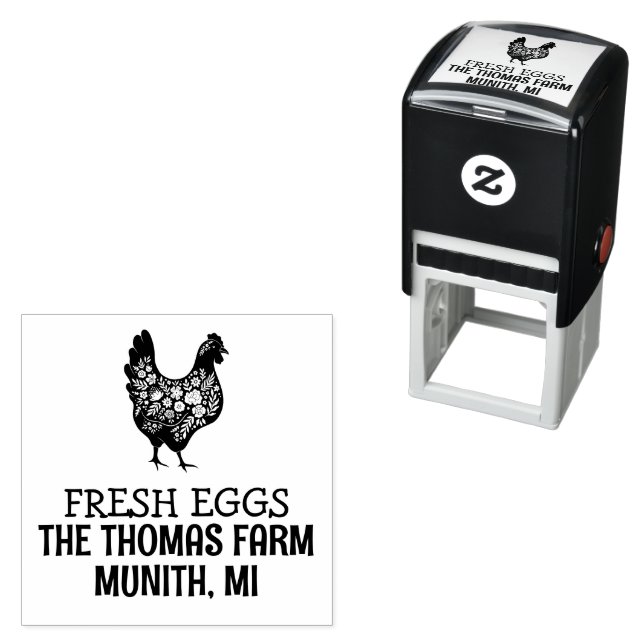 CUSTOM Egg Carton Chicken Lover Gift idea Self-inking Stamp (In Situ)