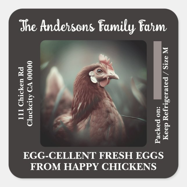 Custom Egg Carton Labels Chicken Photo Template  (Front)