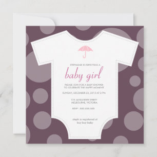 Custom eggplant shirt baby shower invitation
